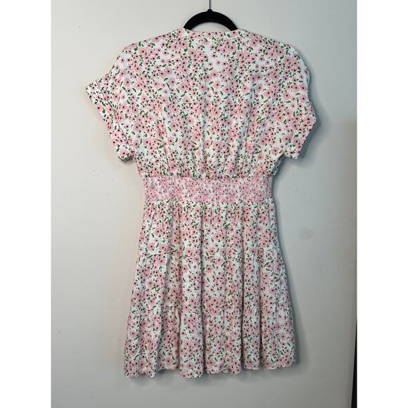 1 Alice Olivia Keela Floral Print Smocked Button-Front Dress Sz4 - Picture 2 of 6